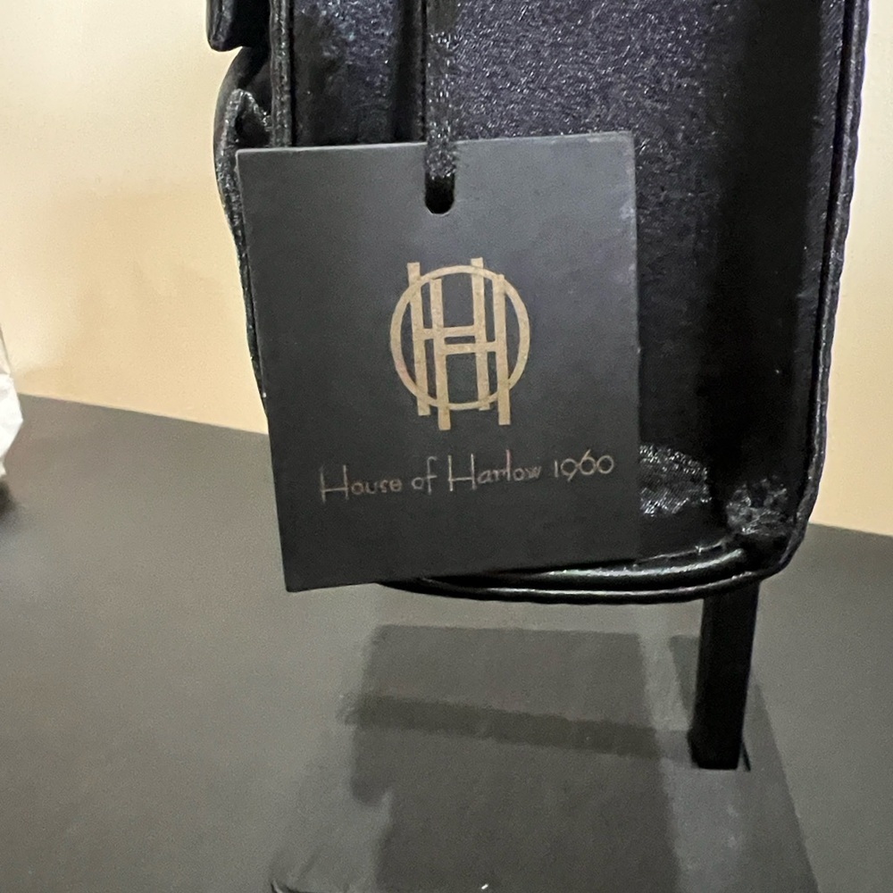 House Of Harlow | Black Mini Bag w/ Removable Crossbody & Rhinestone Handles 🖤💎 - Picture 3 of 12